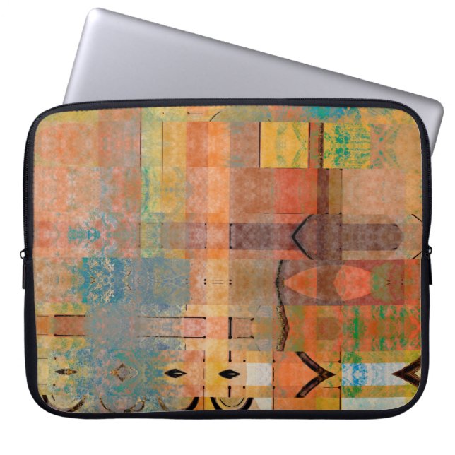 kunstmatig abstract, horizontaal strempatroon laptop sleeve (Voorkant)