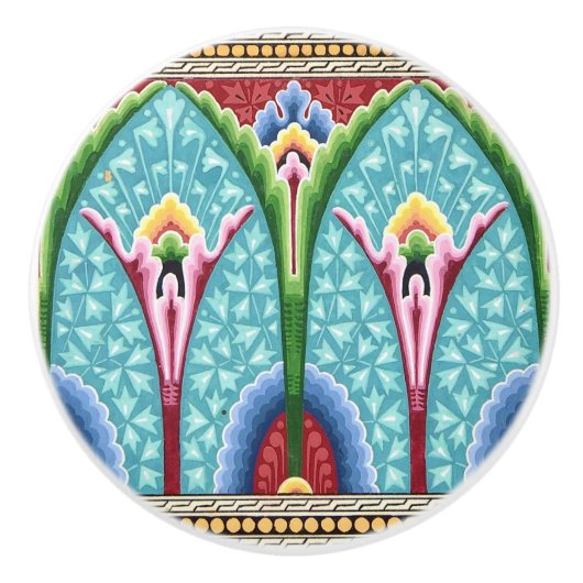 Kunstmatig abstract kleurig kunststofpatroon keramische knop (Voorkant)