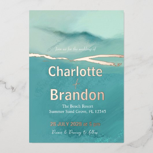 Kunstmatig Abstract landschap Groene Velden Weduws Folie Uitnodiging (Voorkant)