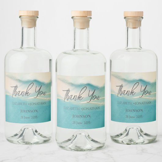 Kunstmatig Abstract landschap Weddenschap Dank je  Likeurfles Etiket (Flessen)