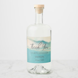 Kunstmatig Abstract landschap Weddenschap Dank je  Likeurfles Etiket