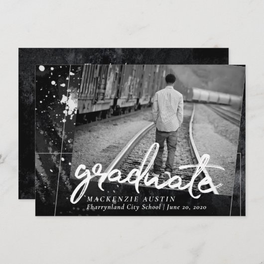 Kunstmatig Afstuderen | Foto zwart-wit verf Kaart (Voorkant / Achterkant)