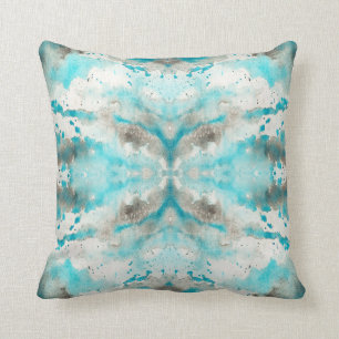 Kunstmatig blauwgroen wit, grijs papier waterverf  kussen