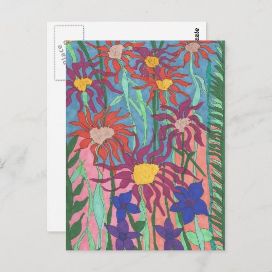 Kunstmatig Briefkaart Lush Garden Pen en Ink Art (Voorkant / Achterkant)