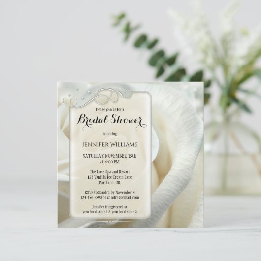 Kunstmatig Chic Silver Roos Floral Vrijgezellenfee Kaart (Staand voorkant)