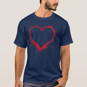 Kunstmatig en Gothic kleurrijk rood en zwart hart T-shirt