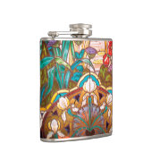 Kunstmatig gekleurd glas ziet er uit als floreel e heupfles (Rechts)