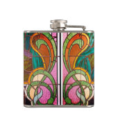 Kunstmatig gekleurd glas ziet er uit als floreel e heupfles (Achterkant)