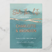 Kunstmatig gekleurd landschapshuwelijk sparen de d folie uitnodiging (Voorkant)