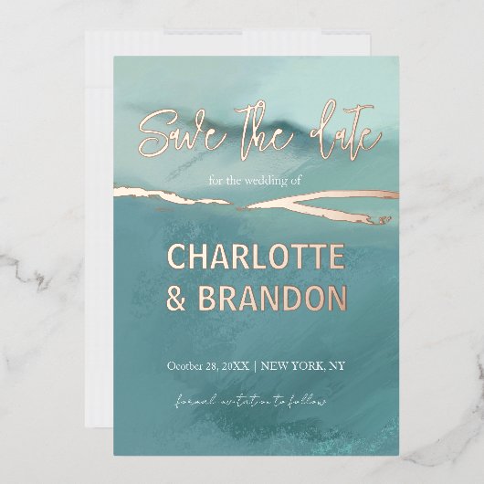 Kunstmatig gekleurd landschapshuwelijk sparen de d folie uitnodiging (Envelop)