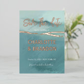 Kunstmatig gekleurd landschapshuwelijk sparen de d folie uitnodiging (Staand Voorkant)