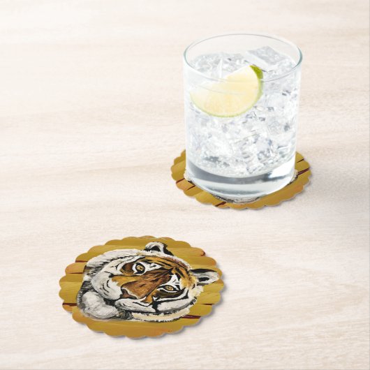 Kunstmatig gezicht van tijger schilderen kartonnen onderzetters (Insitu)