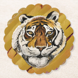 Kunstmatig gezicht van tijger schilderen kartonnen onderzetters