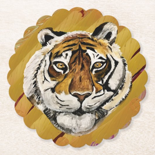 Kunstmatig gezicht van tijger schilderen kartonnen onderzetters (Voorkant)