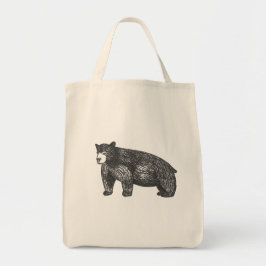 Kunstmatig handgetekend zwart Beer Tote Bag