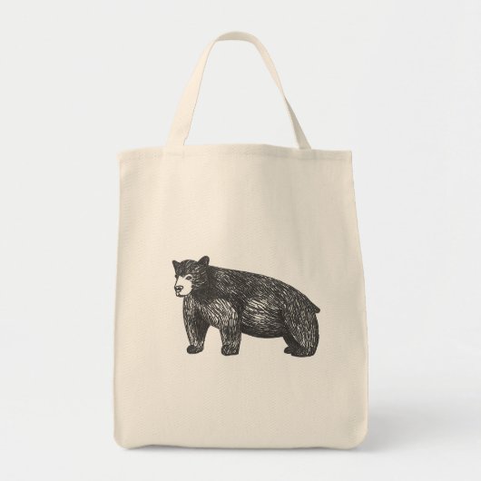 Kunstmatig handgetekend zwart Beer Tote Bag (Voorkant)