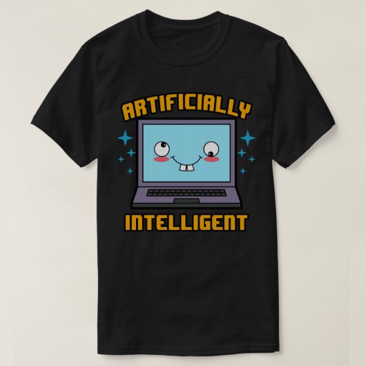 Kunstmatig intelligente grappige AI computermeme T-shirt (Design voorkant)
