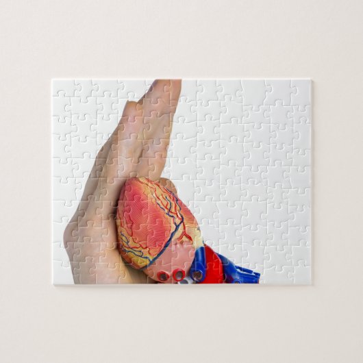 Kunstmatig menselijk hartmodel in de hand legpuzzel (Horizontaal)