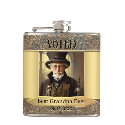 Kunstmatig  ontwerp Foto opa Heupfles (Voorkant)