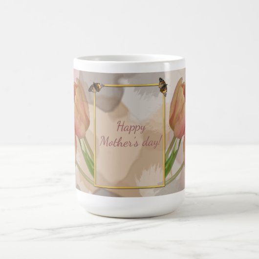 Kunstmatig ontwerp met tulpen en aangepaste tekst koffiemok (Center)