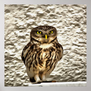 Kunstmatig portret van Small Brown Barn Owl Poster