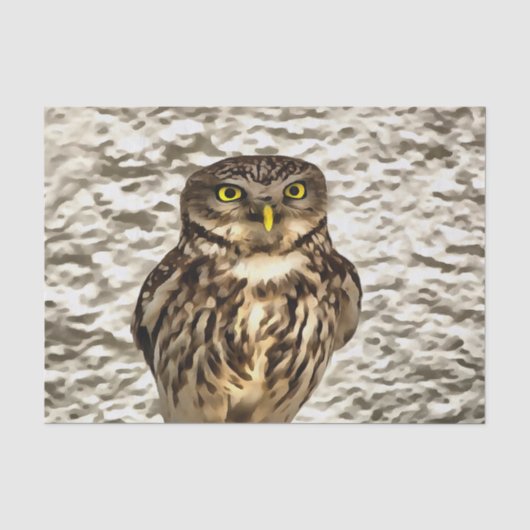 Kunstmatig portret van Small Brown Barn Owl Tissuepapier (Voorkant)