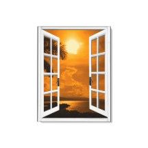 Kunstmatig raamuitzicht Tropische zonsondergang 