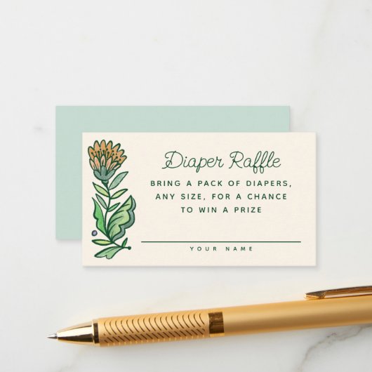 Kunstmatig Scandinavisch Baby shower Diaper Raffle Informatiekaartje (Voorkant / Achterkant in situ)