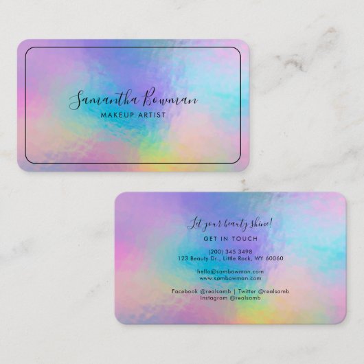 Kunstmatig script maken Modern Faux Holographic Visitekaartje (Voorkant / Achterkant)