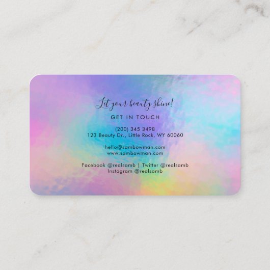 Kunstmatig script maken Modern Faux Holographic Visitekaartje (Achterkant)