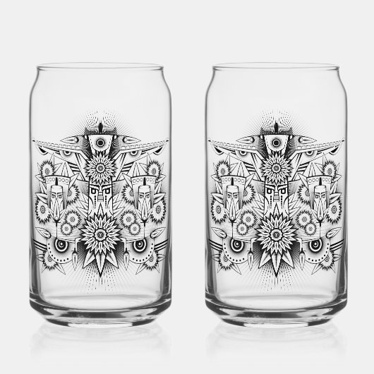 Kunstmatig tribaal ontwerp blikvorm glas (Voorkant)