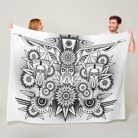 Kunstmatig tribaal ontwerp fleece deken (In situ)