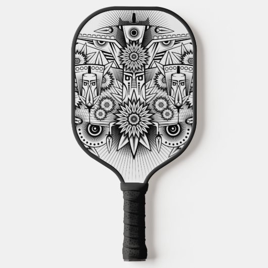 Kunstmatig tribaal ontwerp pickleball paddle (Voorkant)