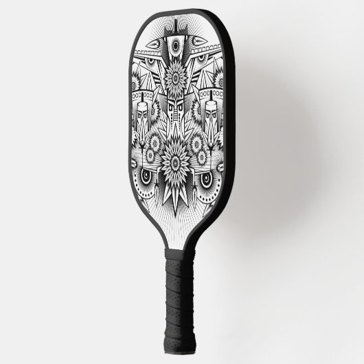 Kunstmatig tribaal ontwerp pickleball paddle (Links)