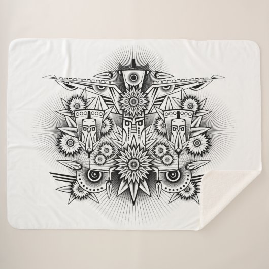 Kunstmatig tribaal ontwerp sherpa deken (Voorkant (horizontaal))
