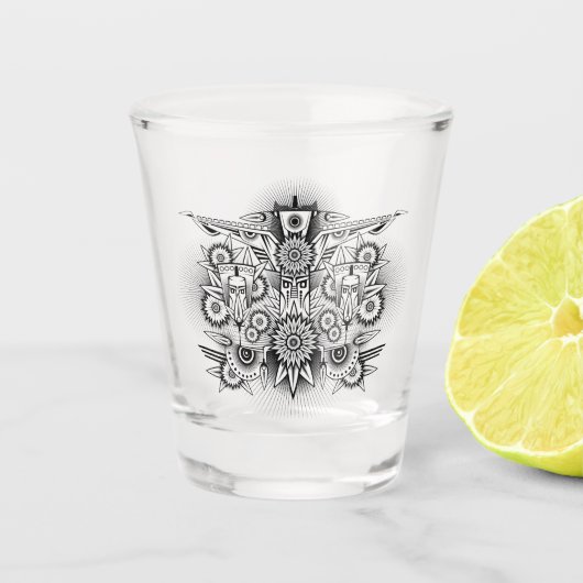 Kunstmatig tribaal ontwerp shot glas (Voorkant)