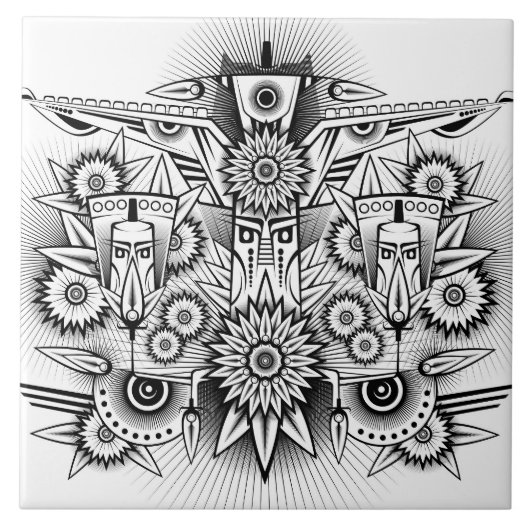 Kunstmatig tribaal ontwerp tegeltje (Voorkant)