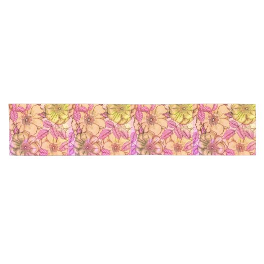 Kunstmatig Victoriaans Roze Tone Floral Pattern Korte Tafelloper (Horizontaal)