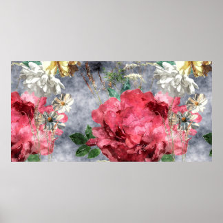 kunstmatig  waterverf kleurrijke florale naadloze  poster