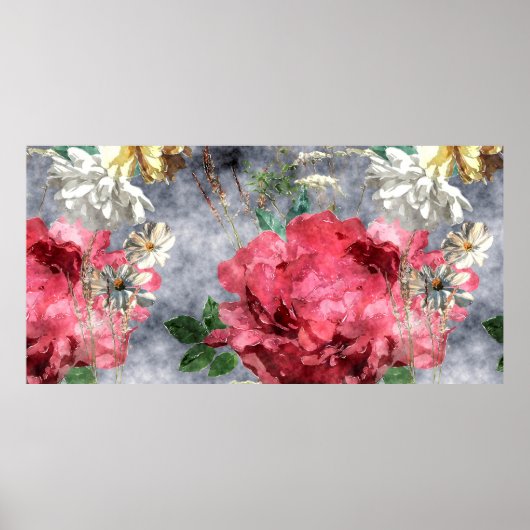 kunstmatig  waterverf kleurrijke florale naadloze  poster (Voorkant)