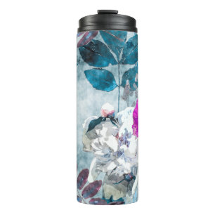 kunstmatig  waterverf kleurrijke florale naadloze  thermosbeker
