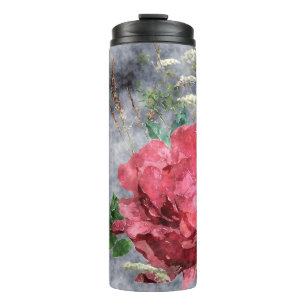 kunstmatig  waterverf kleurrijke florale naadloze  thermosbeker
