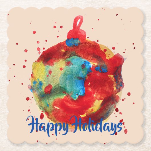 Kunstmatig wereldbol ornament, verf, waterverf kartonnen onderzetters (Voorkant)