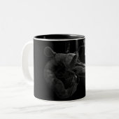Kunstmatige 3d rendering van de milt tweekleurige koffiemok (Voorkant links)