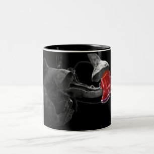 Kunstmatige 3d rendering van de milt tweekleurige koffiemok