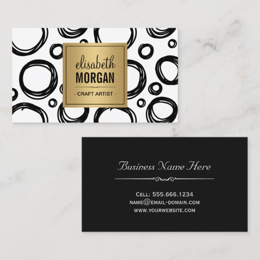 Kunstmatige Abstracte kettingcirkels en goudnaamlo Visitekaartje (Voorkant / Achterkant)