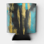 Kunstmatige Abstracte kunst in Turquoise, Gold en  Blikjeskoeler (Voorkant)