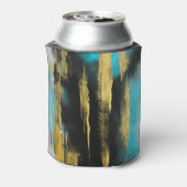 Kunstmatige Abstracte kunst in Turquoise, Gold en  Blikjeskoeler (Blikje Achterkant)