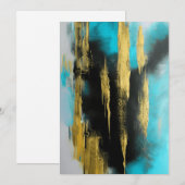 Kunstmatige Abstracte kunst in Turquoise, Gold en  Feestdagenkaart (Voorkant / Achterkant)