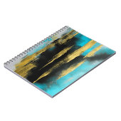 Kunstmatige Abstracte kunst in Turquoise, Gold en  Notitieboek (Linkerzijde)